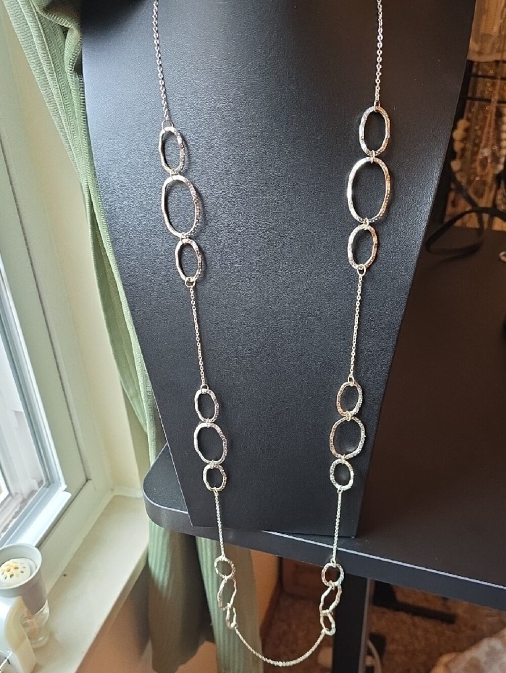 Silver Link Circle Long Necklace - Unbranded - Picture 5 of 6